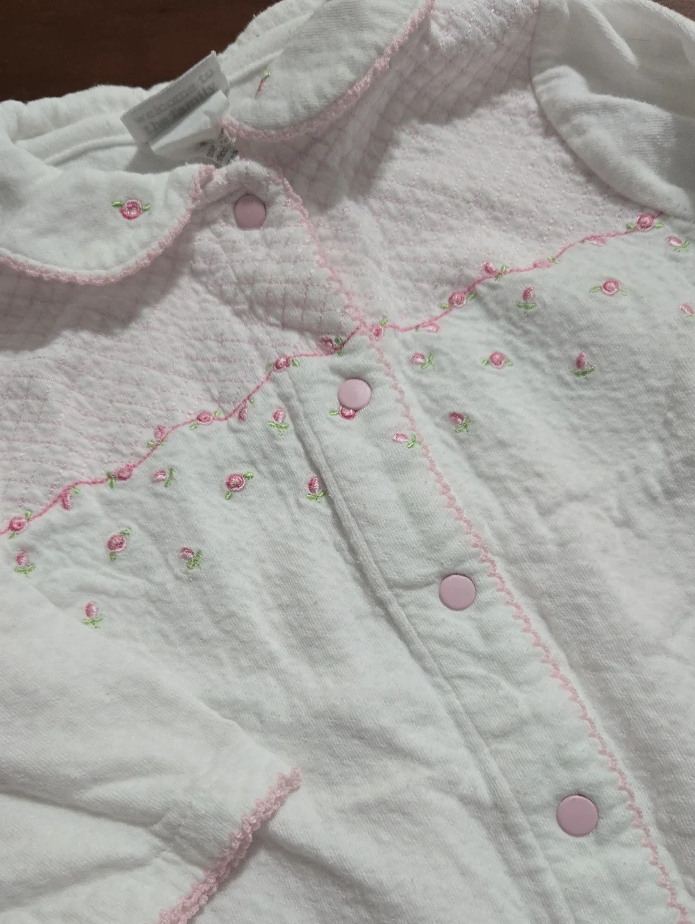 Vintage Carter's White One-Piece Footed Sleeper with Pink Trim